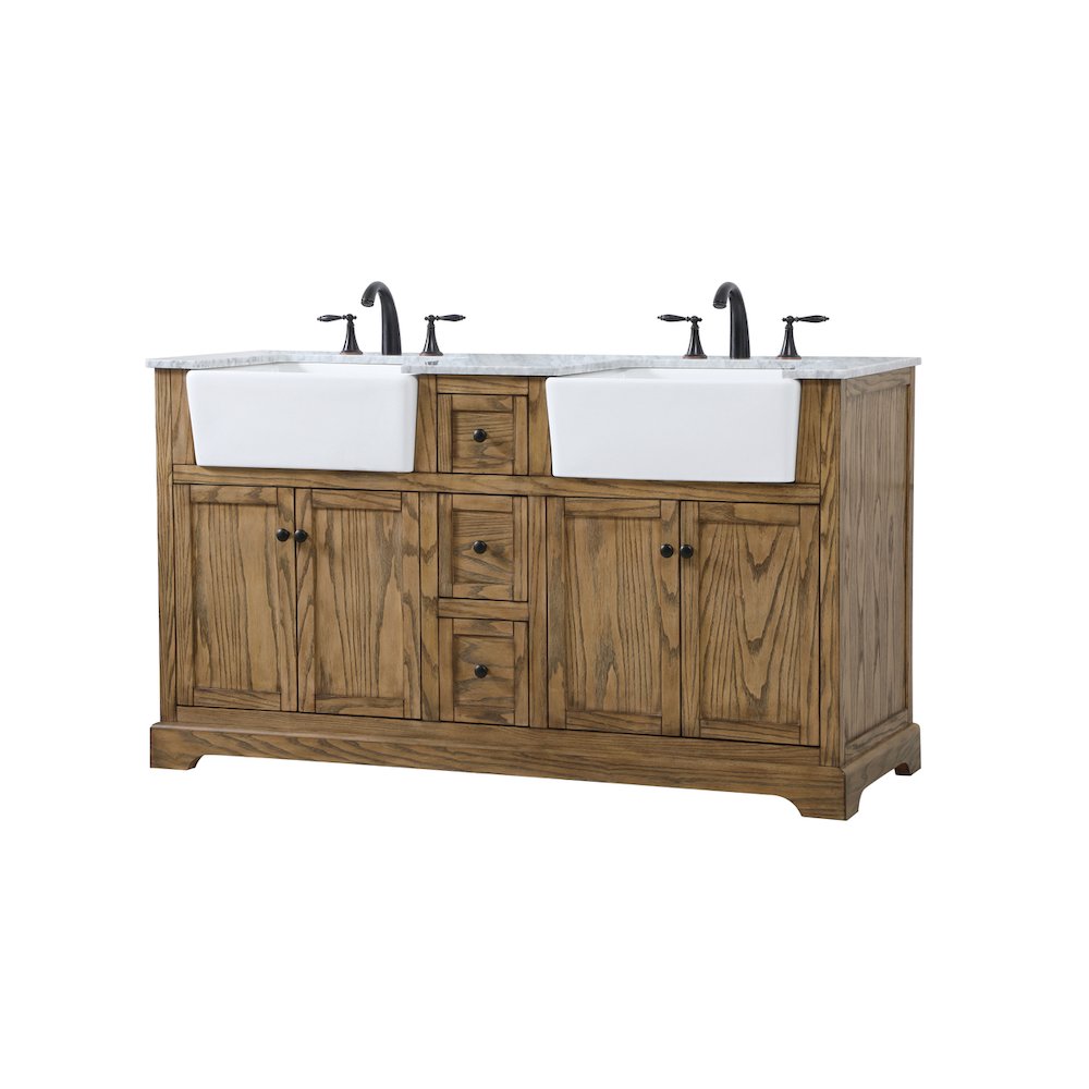 60 inch double bathroom vanity in driftwood