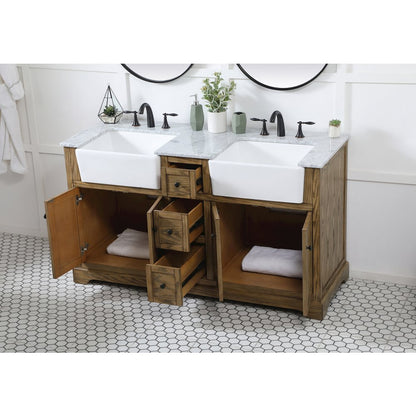 60 inch double bathroom vanity in driftwood
