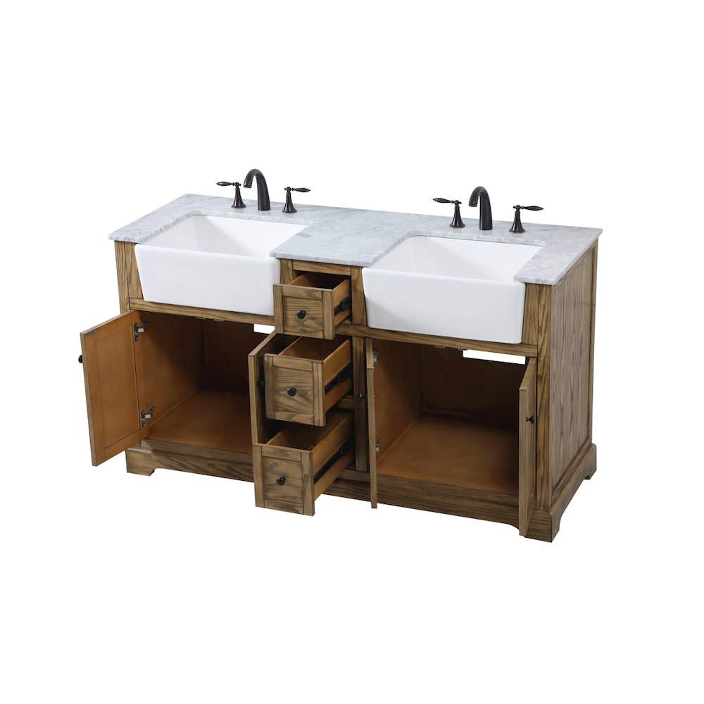 60 inch double bathroom vanity in driftwood