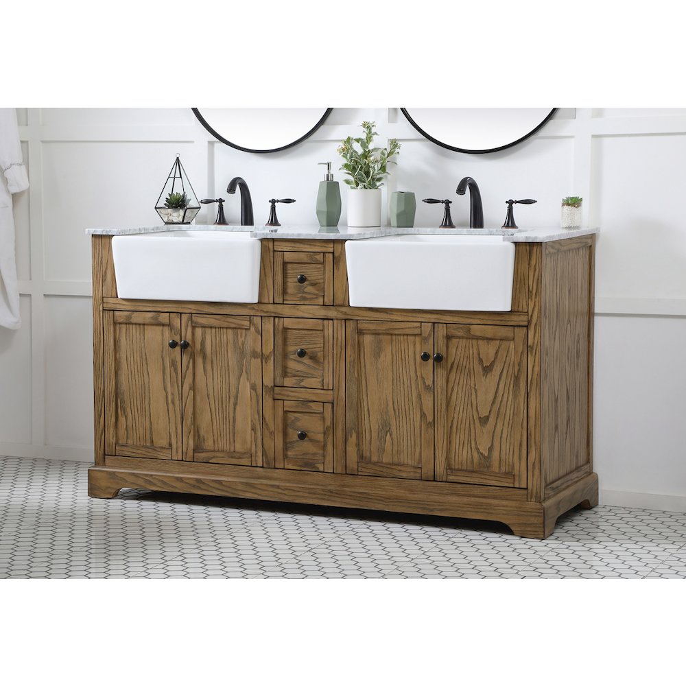 60 inch double bathroom vanity in driftwood