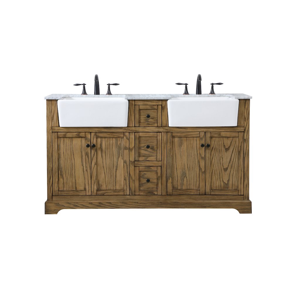 60 inch double bathroom vanity in driftwood