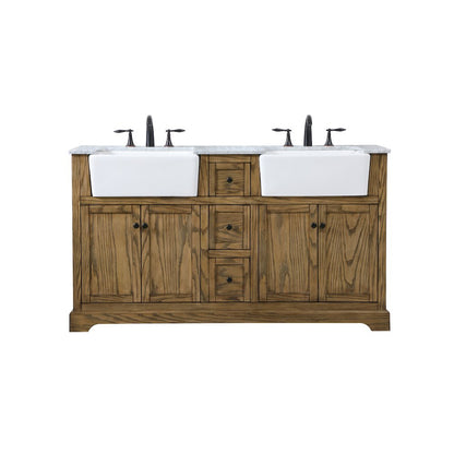 60 inch double bathroom vanity in driftwood