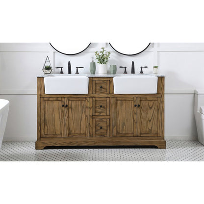 60 inch double bathroom vanity in driftwood