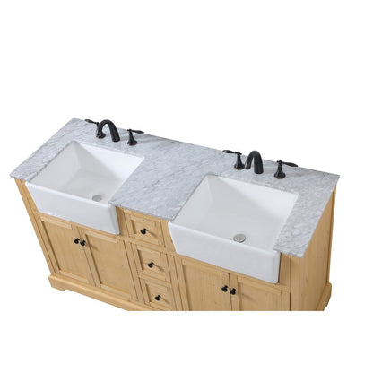 60 inch double bathroom vanity in natural wood