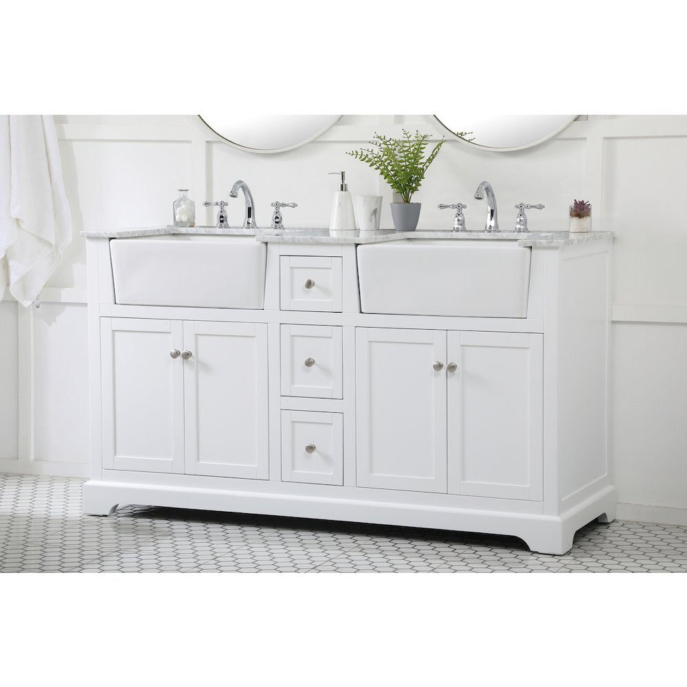 60 inch double bathroom vanity in white