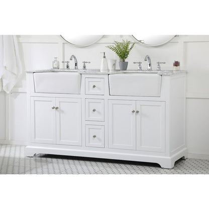 60 inch double bathroom vanity in white