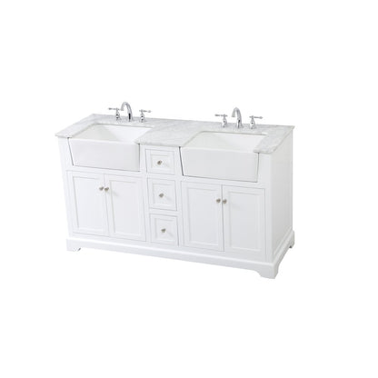 60 inch double bathroom vanity in white