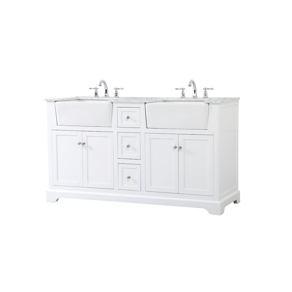 60 inch double bathroom vanity in white