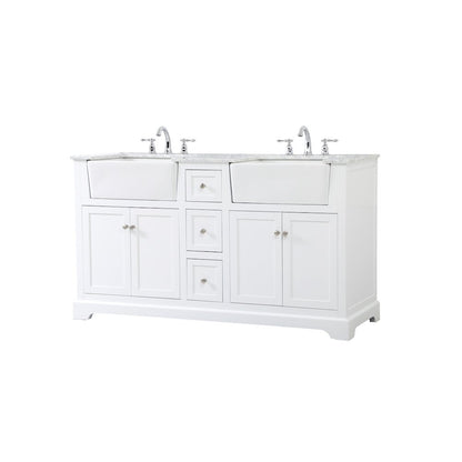 60 inch double bathroom vanity in white
