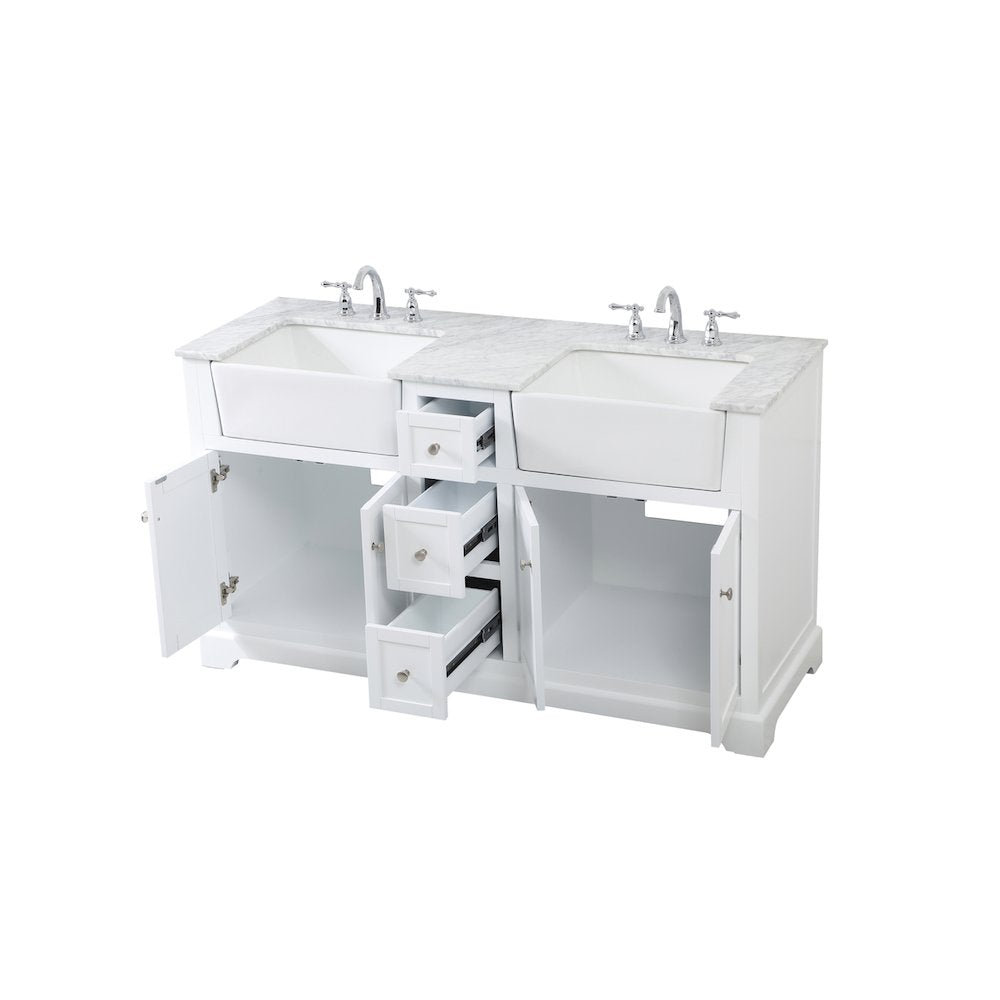 60 inch double bathroom vanity in white