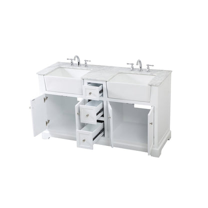 60 inch double bathroom vanity in white