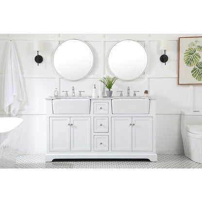 60 inch double bathroom vanity in white