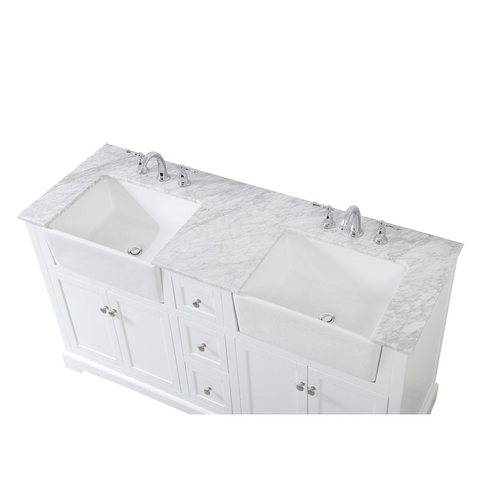 60 inch double bathroom vanity in white