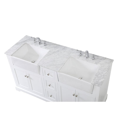60 inch double bathroom vanity in white