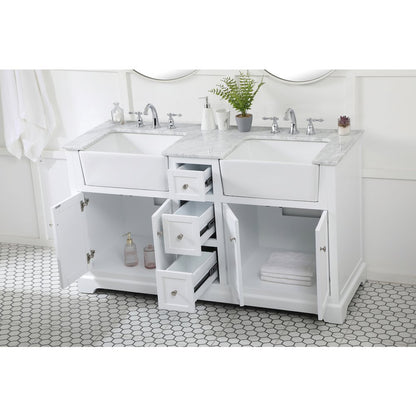 60 inch double bathroom vanity in white