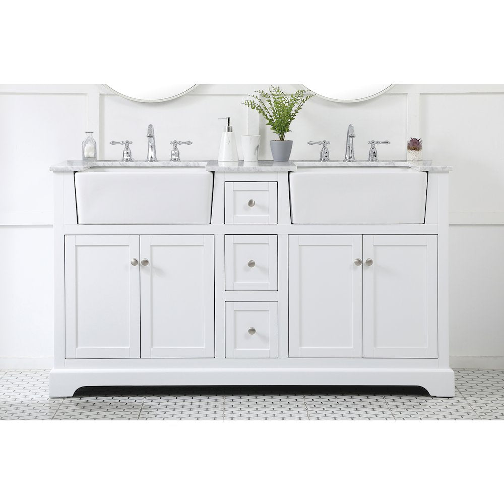 60 inch double bathroom vanity in white
