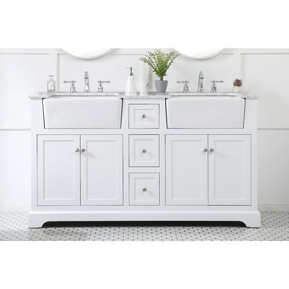 60 inch double bathroom vanity in white