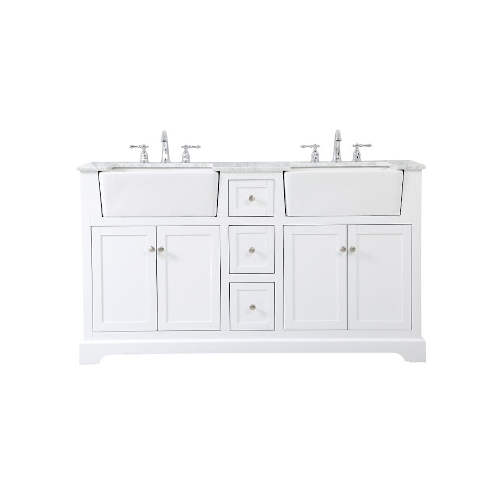 60 inch double bathroom vanity in white
