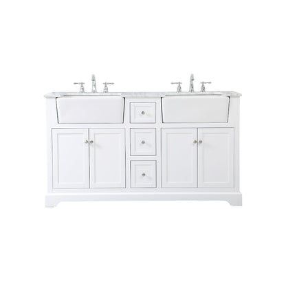 60 inch double bathroom vanity in white
