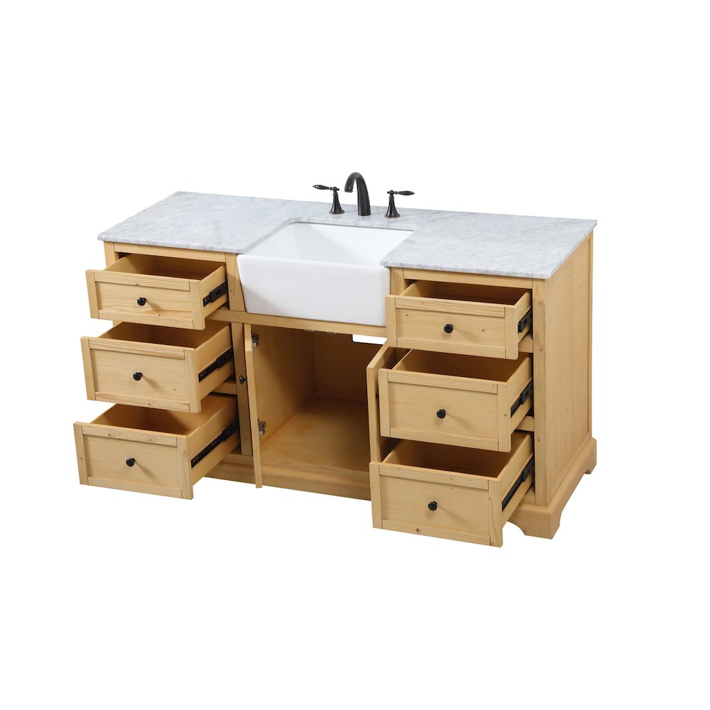 60 inch Single bathroom vanity in natural wood