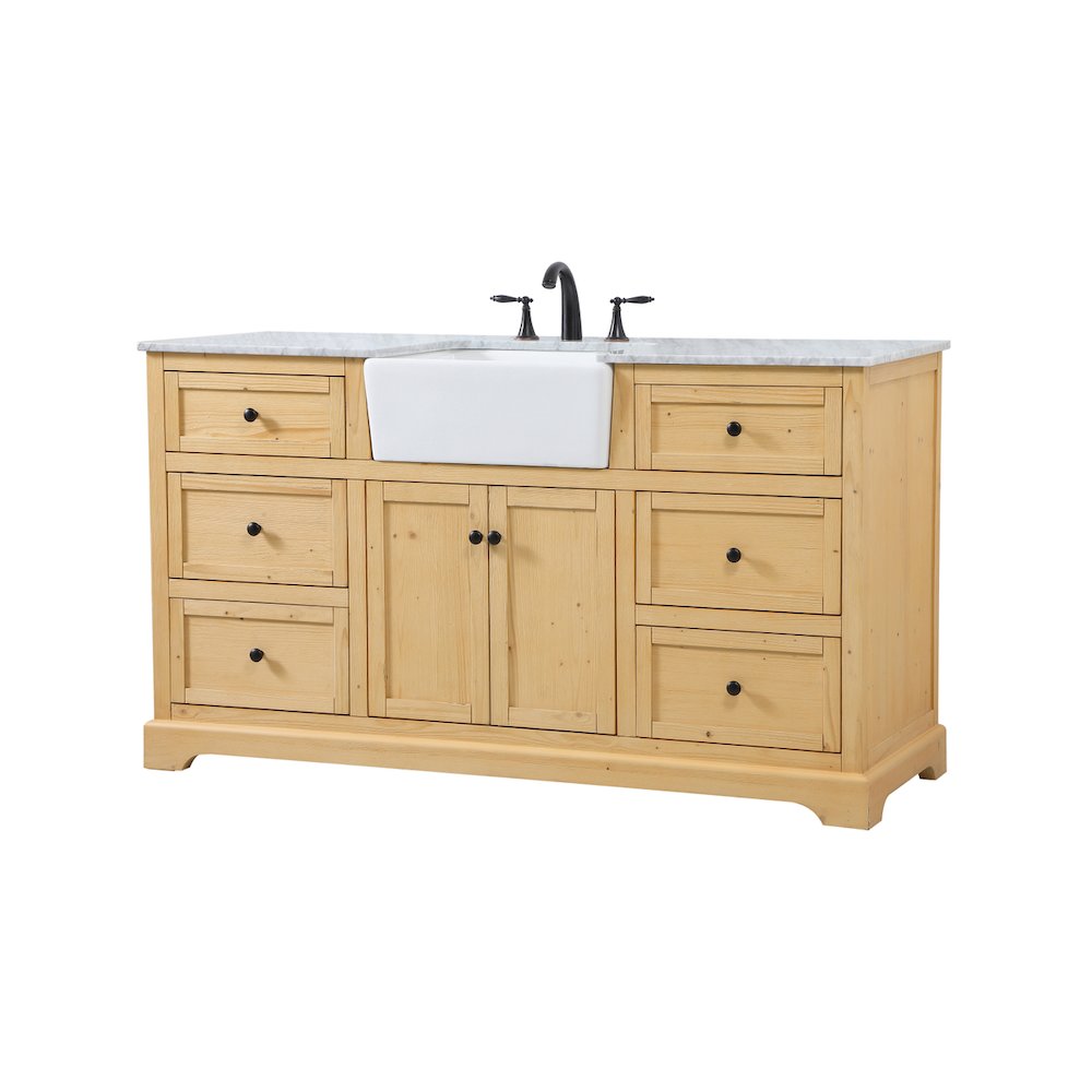 60 inch Single bathroom vanity in natural wood