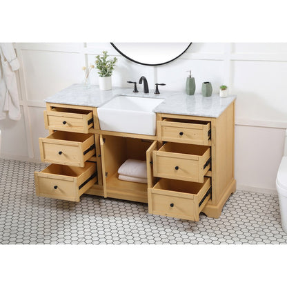 60 inch Single bathroom vanity in natural wood