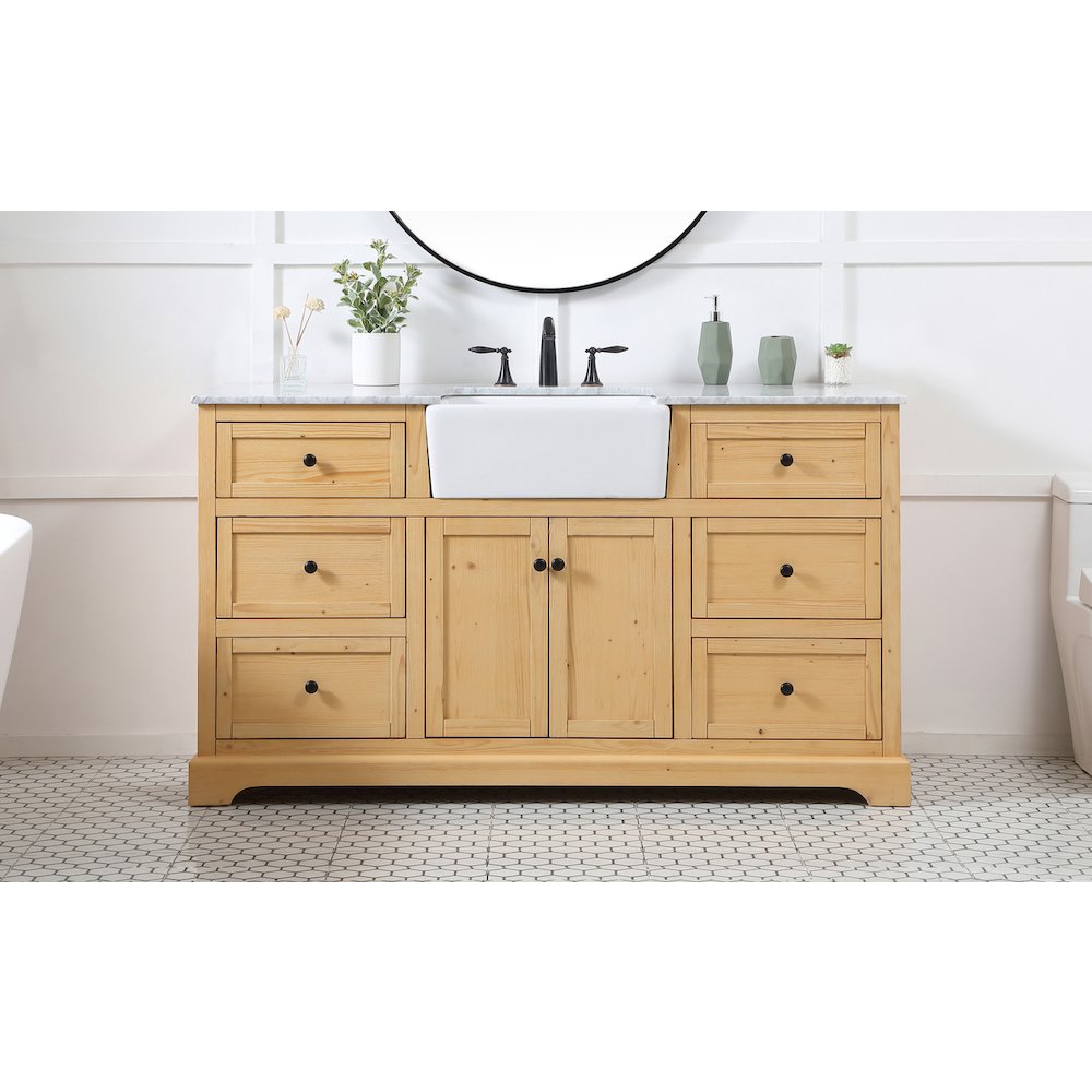 60 inch Single bathroom vanity in natural wood