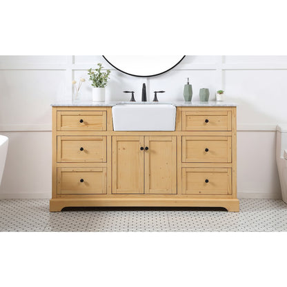 60 inch Single bathroom vanity in natural wood