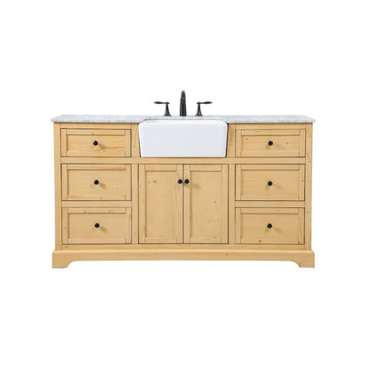 60 inch Single bathroom vanity in natural wood
