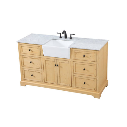 60 inch Single bathroom vanity in natural wood