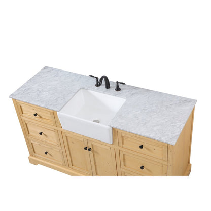60 inch Single bathroom vanity in natural wood
