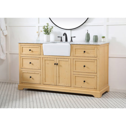 60 inch Single bathroom vanity in natural wood