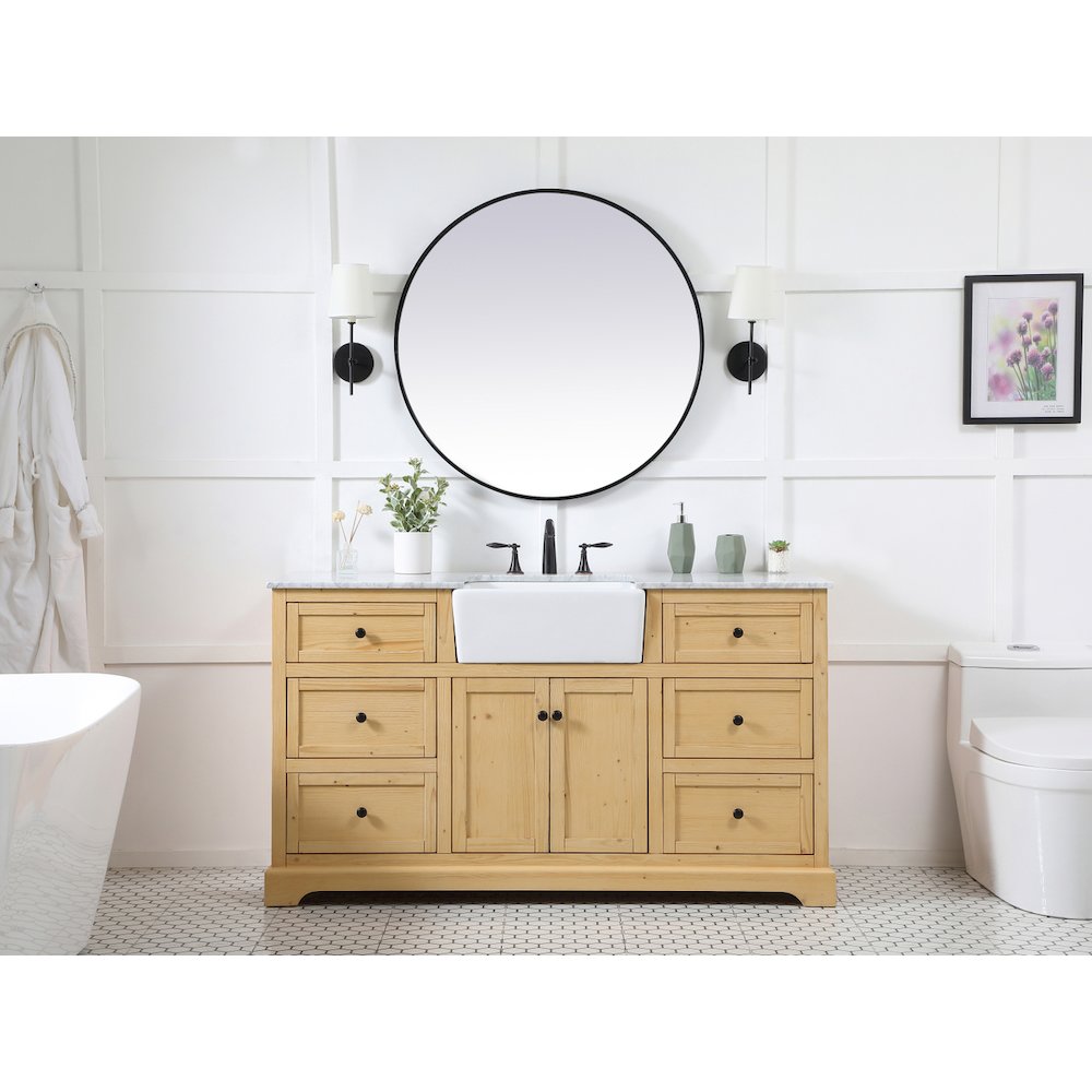 60 inch Single bathroom vanity in natural wood