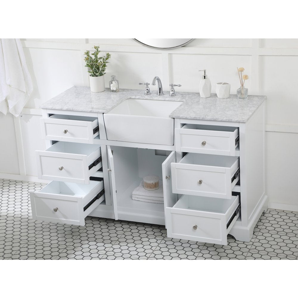 60 inch Single bathroom vanity in white