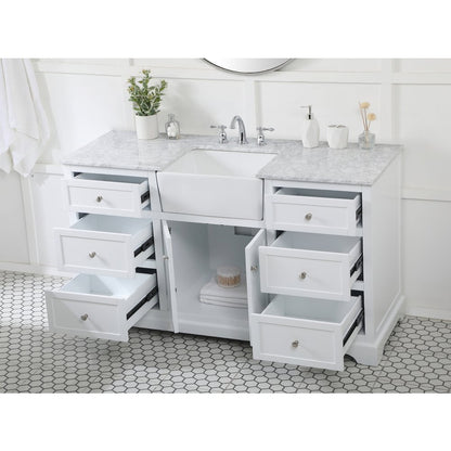 60 inch Single bathroom vanity in white