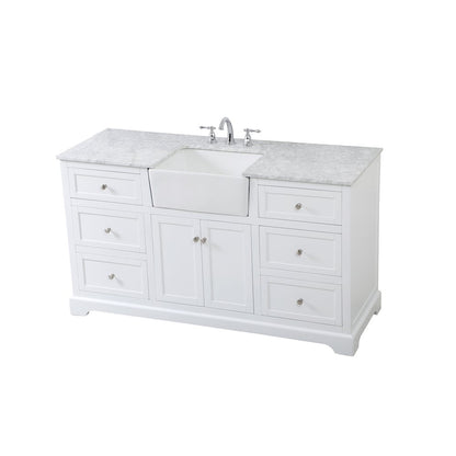 60 inch Single bathroom vanity in white