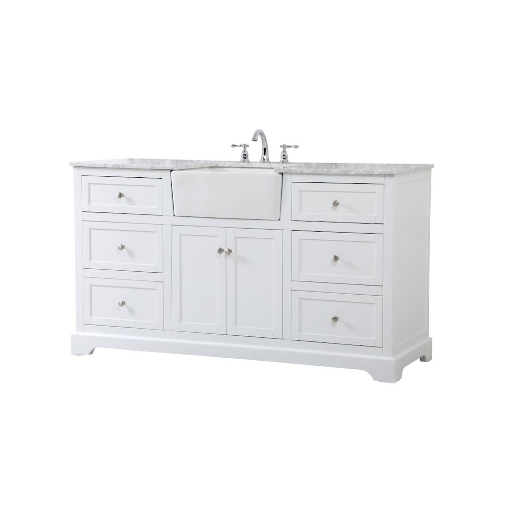 60 inch Single bathroom vanity in white
