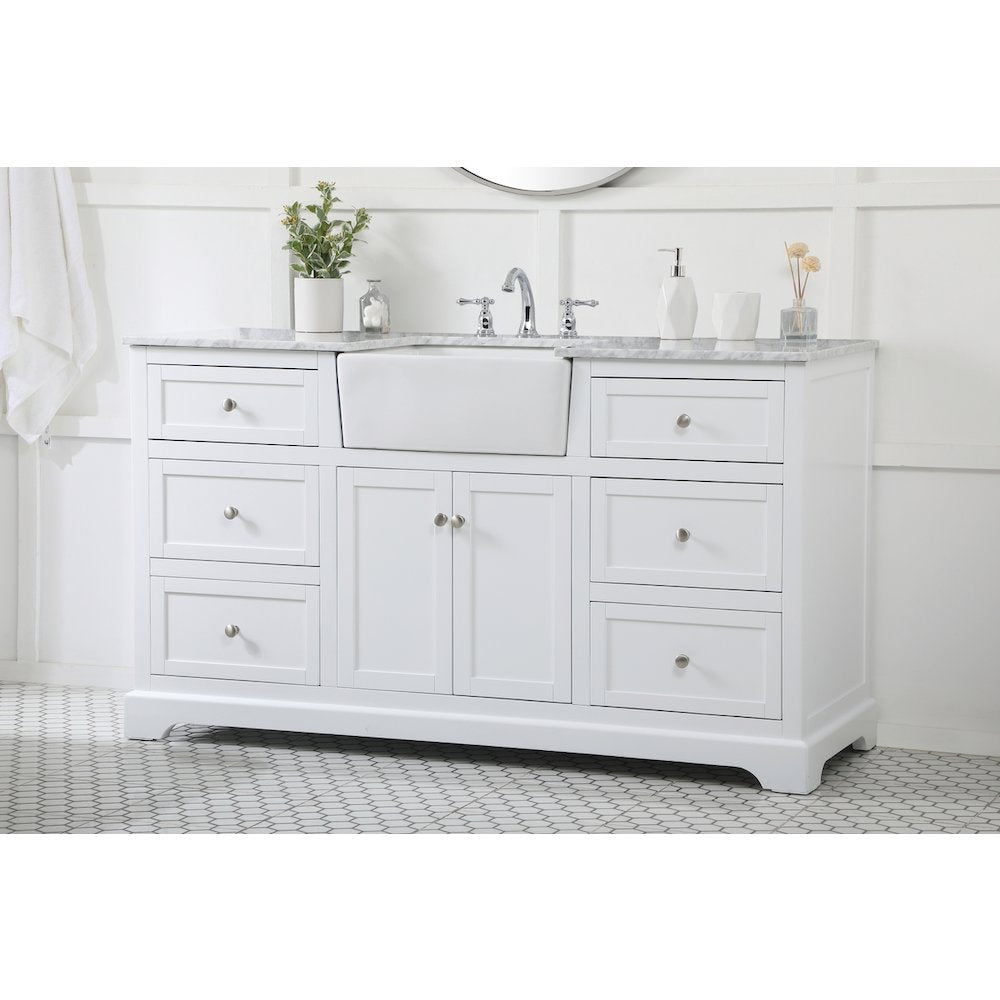 60 inch Single bathroom vanity in white