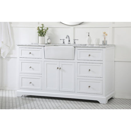 60 inch Single bathroom vanity in white
