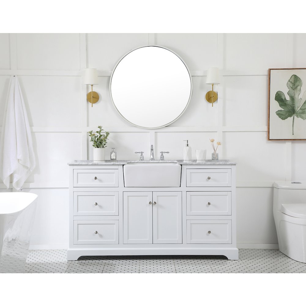 60 inch Single bathroom vanity in white