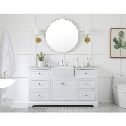 60 inch Single bathroom vanity in white