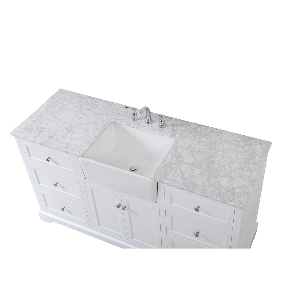 60 inch Single bathroom vanity in white