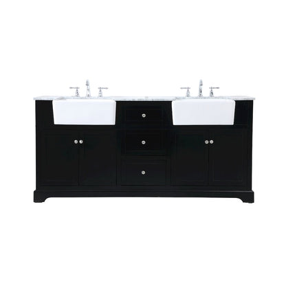 72 inch double bathroom vanity in black