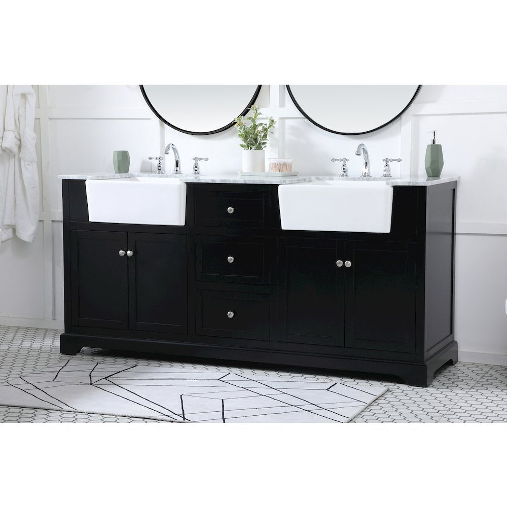72 inch double bathroom vanity in black
