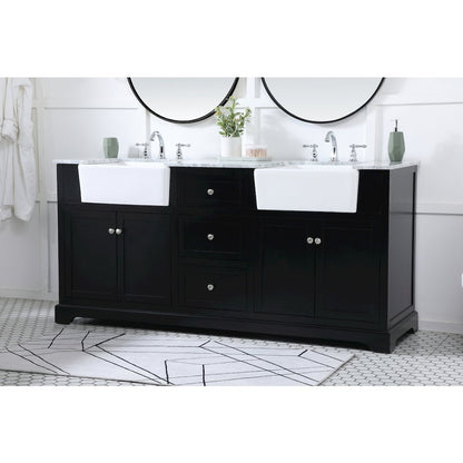 72 inch double bathroom vanity in black
