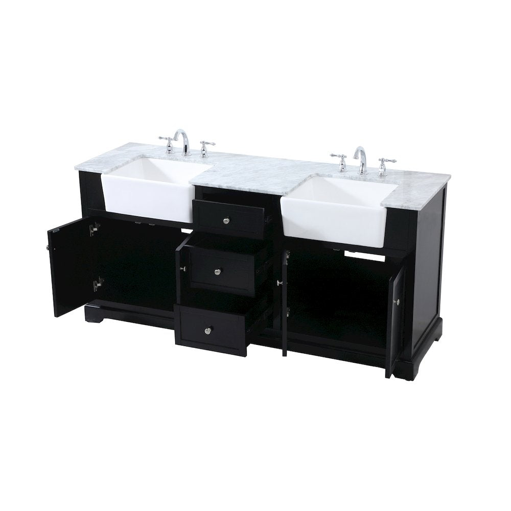 72 inch double bathroom vanity in black