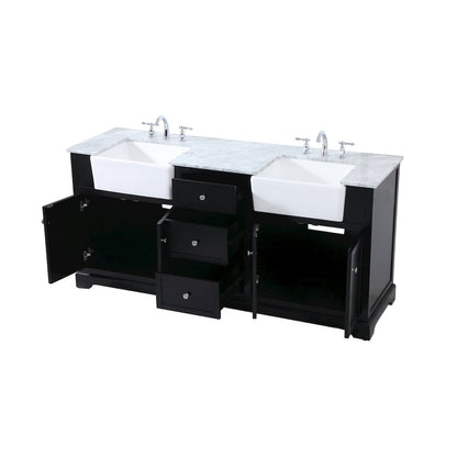 72 inch double bathroom vanity in black