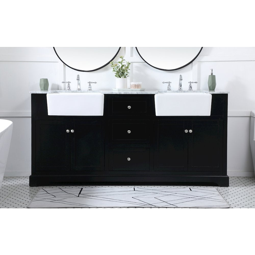 72 inch double bathroom vanity in black