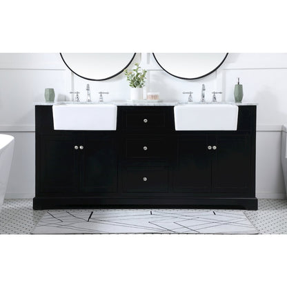 72 inch double bathroom vanity in black