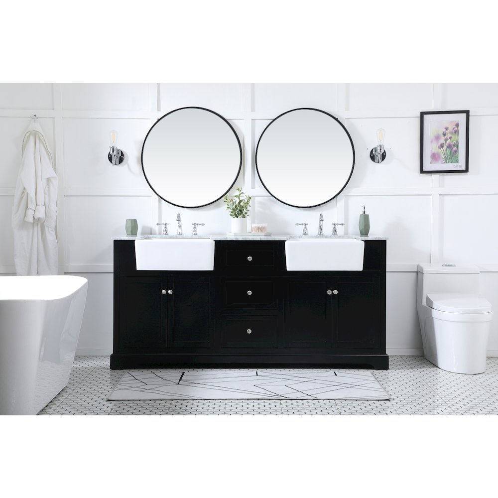 72 inch double bathroom vanity in black